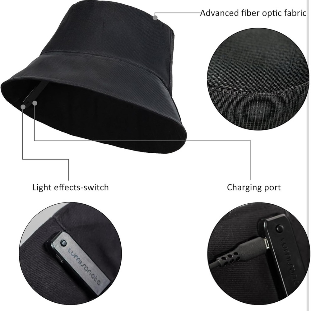 NWT LED Rave Bucket Hat – Light Up 7 Colors USB Rechargeable Festival Cap - Picture 4 of 6